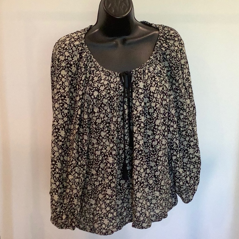 Ralph Lauren Boho Black and White Blouse, Medium